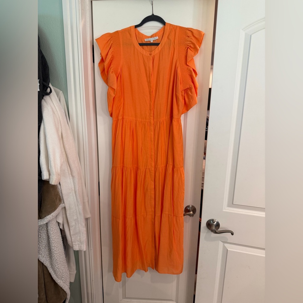 English Factory Orange Tiered Maxi with Ruffle Cap Sleeves - Picture 2 of 6